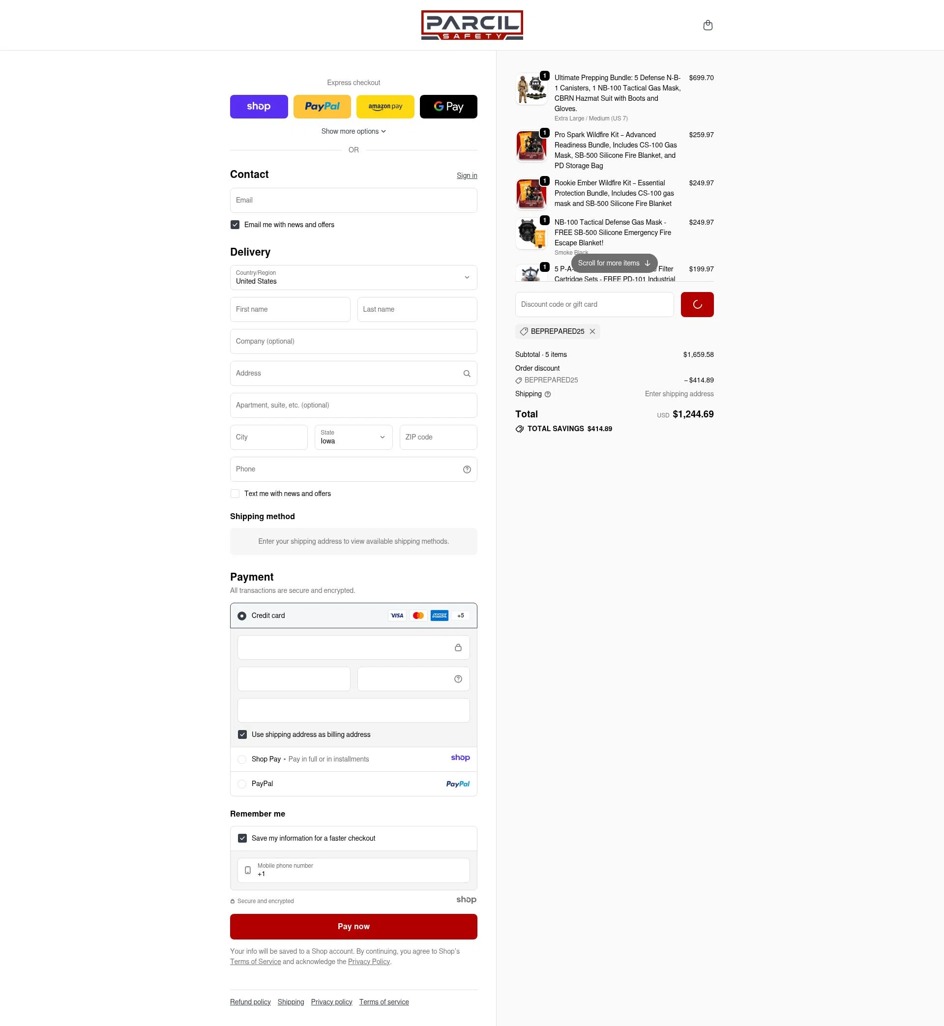 Parcil Safety checkout page showing Parcil Safety discount code box | Screenshot taken by SimplyCodes community member on Jan 11, 2026