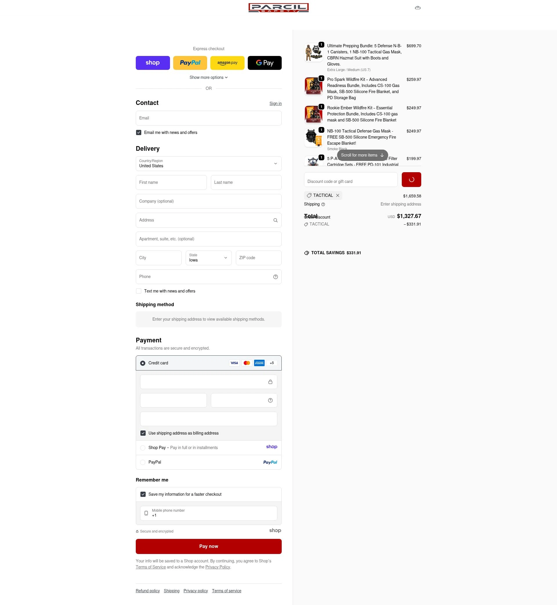 Parcil Safety checkout page showing Parcil Safety discount code box | Screenshot taken by SimplyCodes community member on Jan 11, 2026