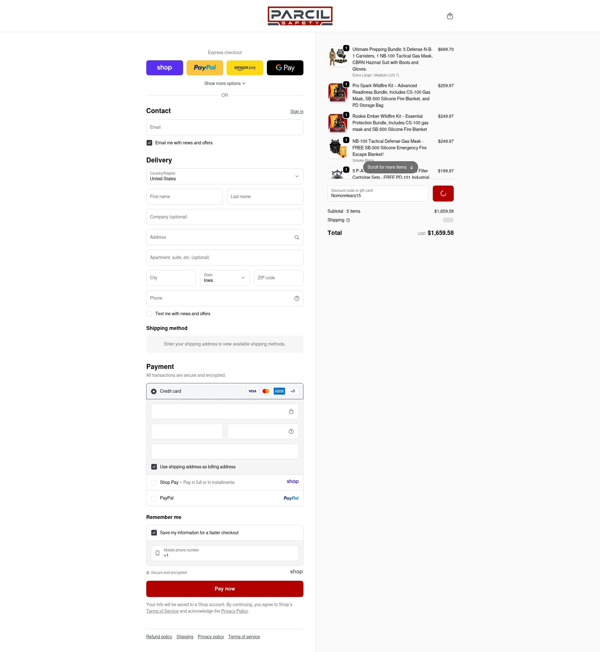 Parcil Safety checkout page showing Parcil Safety discount code box | Screenshot taken by SimplyCodes community member on Jan 11, 2026