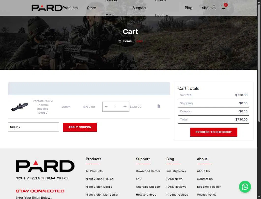 PARD checkout page showing PARD coupon code box | Screenshot taken by SimplyCodes community member on Nov 1, 2025