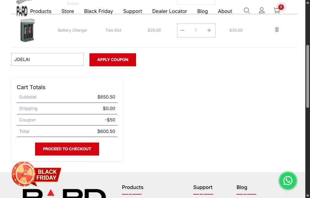 PARD checkout page showing PARD coupon code box | Screenshot taken by SimplyCodes community member on Dec 1, 2025