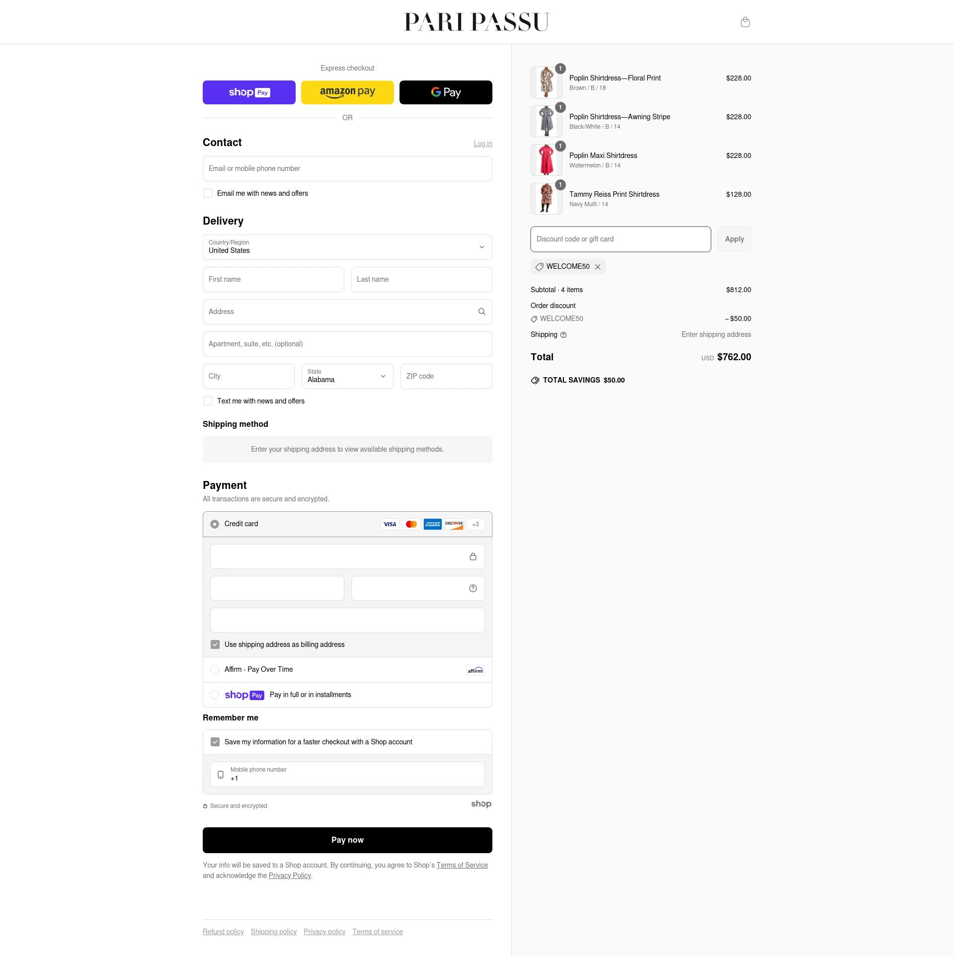 Pari Passu checkout page showing Pari Passu promo code box | Screenshot taken by SimplyCodes community member on May 2, 2025