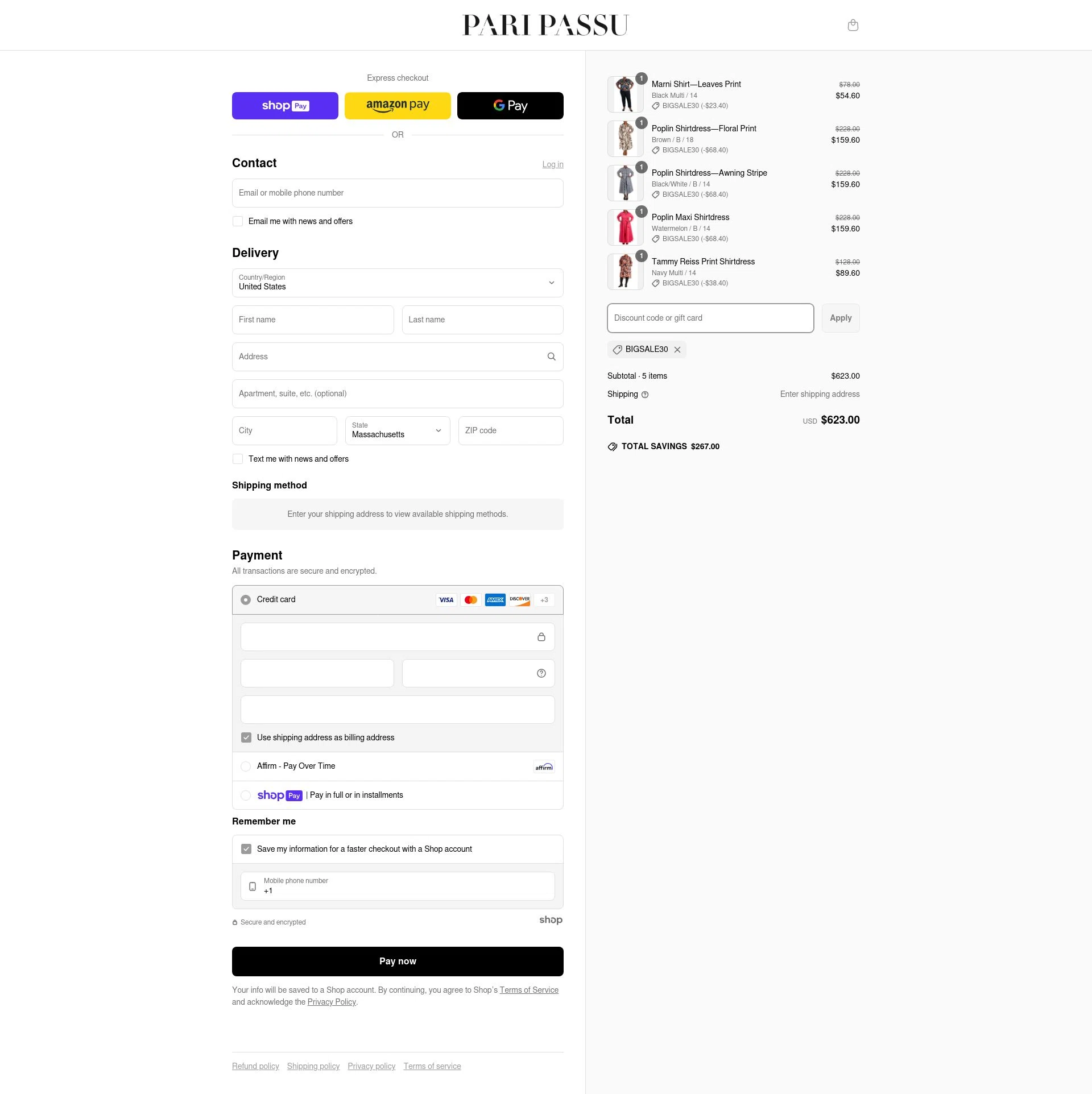 Pari Passu checkout page showing Pari Passu promo code box | Screenshot taken by SimplyCodes community member on Apr 25, 2025