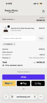 SABRIN12 coupon verification screenshot