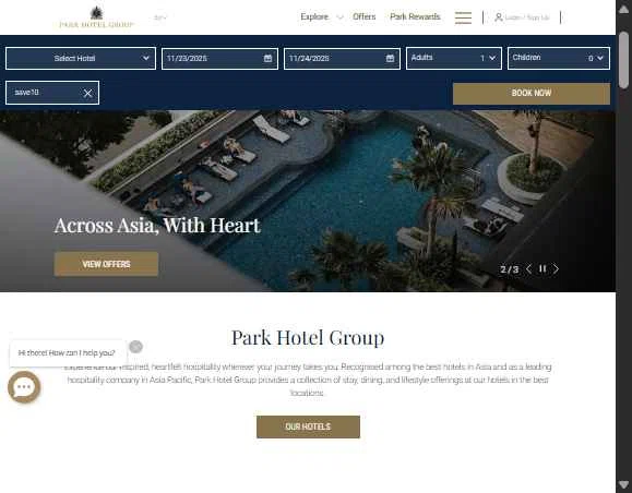 Park Hotel Hong Kong checkout page showing Park Hotel Hong Kong promo code box | Screenshot taken by SimplyCodes community member on Nov 23, 2025