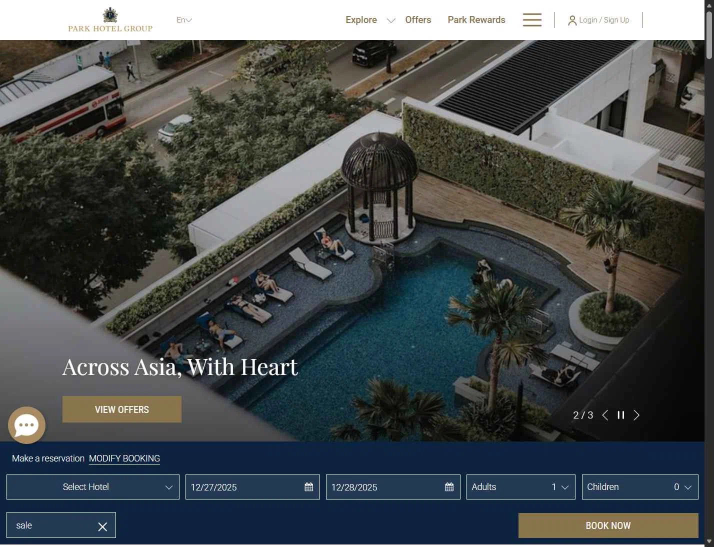 Park Hotel Hong Kong checkout page showing Park Hotel Hong Kong promo code box | Screenshot taken by SimplyCodes community member on Dec 27, 2025