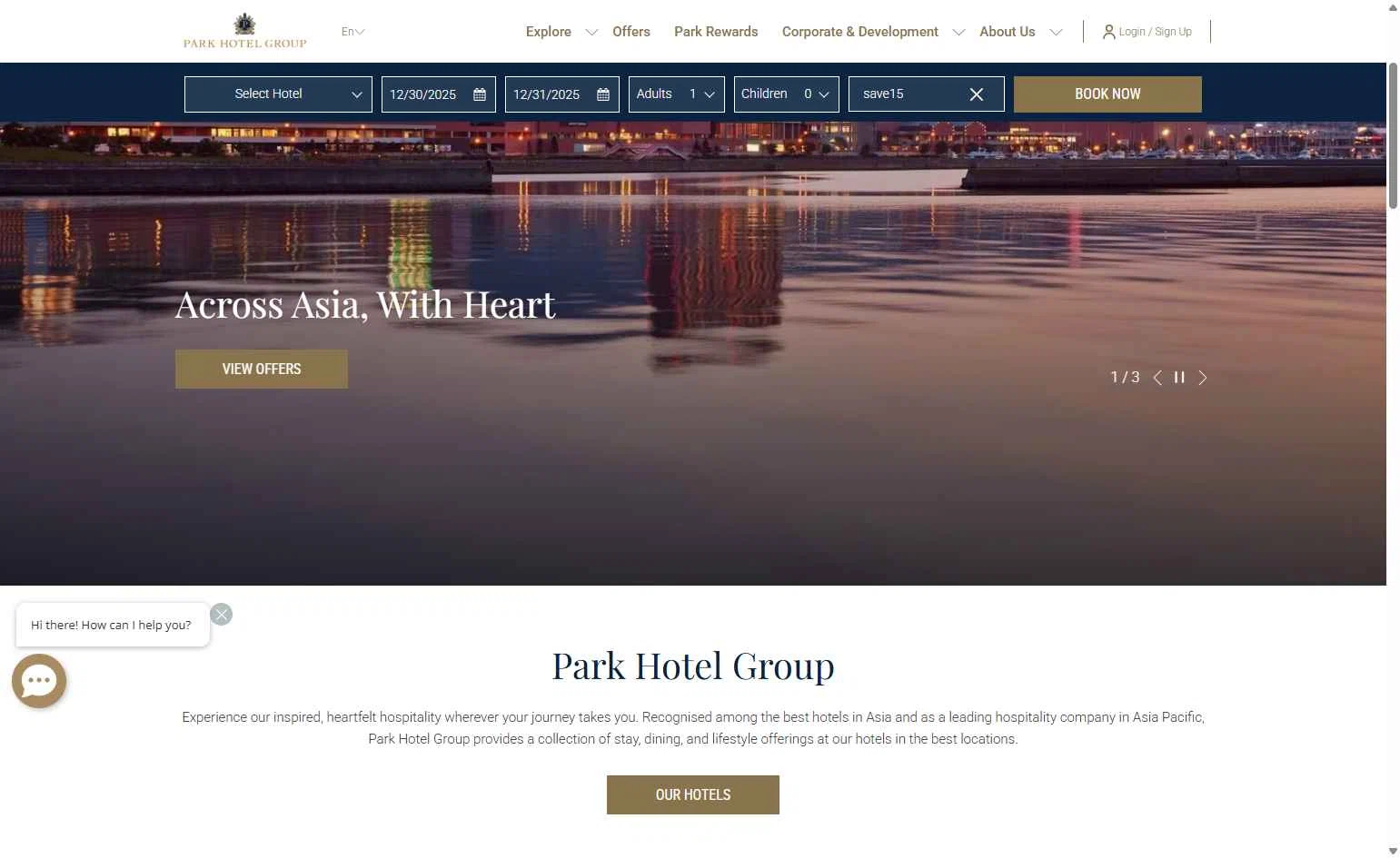 Park Hotel Hong Kong checkout page showing Park Hotel Hong Kong promo code box | Screenshot taken by SimplyCodes community member on Dec 30, 2025