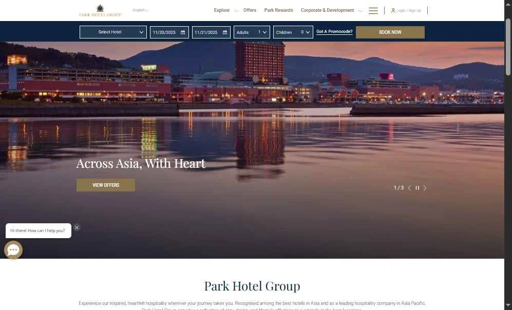 Park Hotel Hong Kong checkout page showing Park Hotel Hong Kong promo code box | Screenshot taken by SimplyCodes community member on Nov 20, 2025