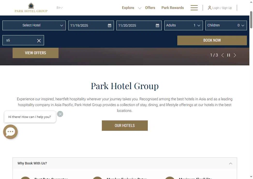 Park Hotel Hong Kong checkout page showing Park Hotel Hong Kong promo code box | Screenshot taken by SimplyCodes community member on Nov 19, 2025