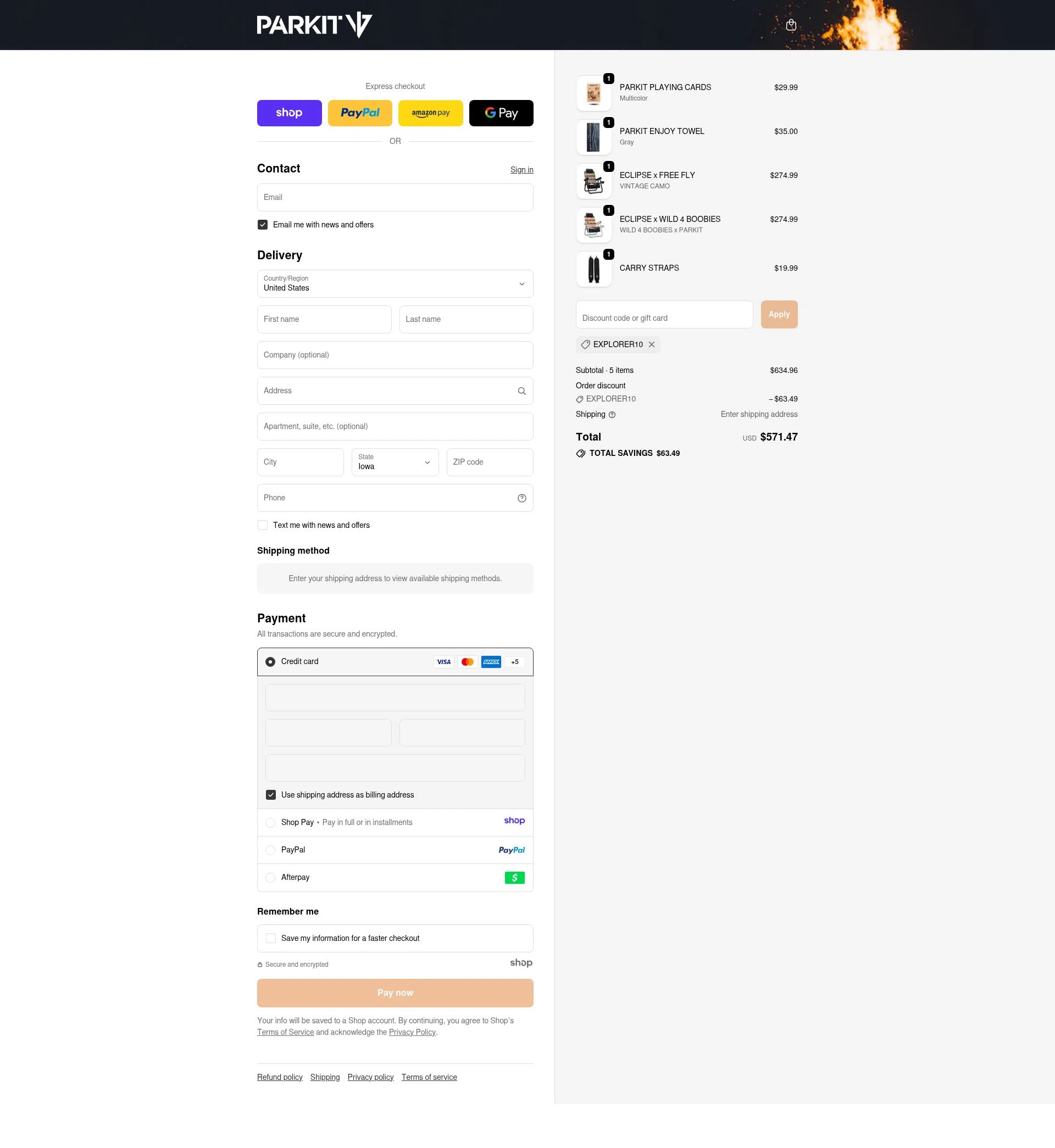 PARKIT Movement checkout page showing PARKIT Movement promo code box | Screenshot taken by SimplyCodes community member on Jan 1, 2026