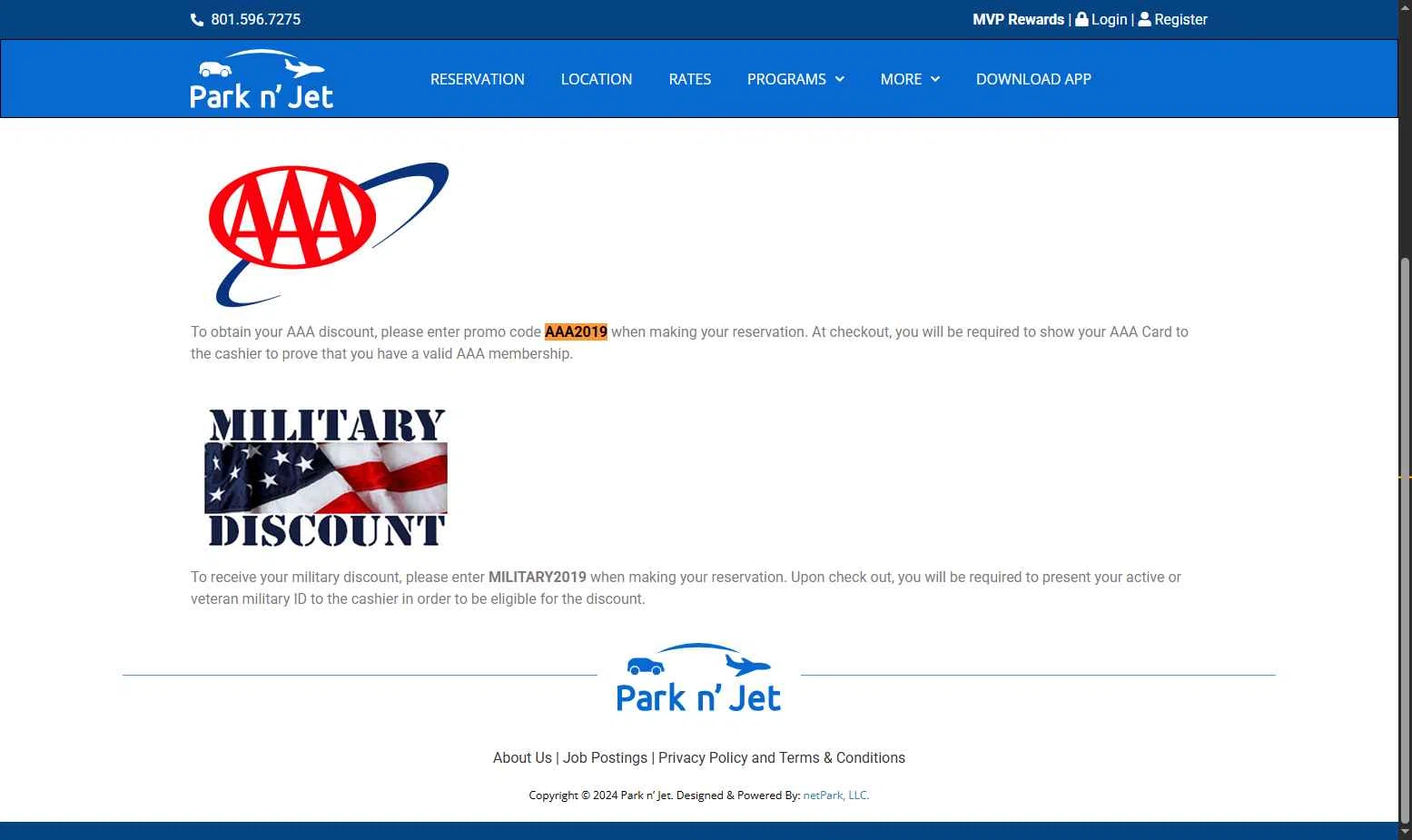 Park'n JET checkout page showing Park'n JET promo code box | Screenshot taken by SimplyCodes community member on Feb 4, 2026