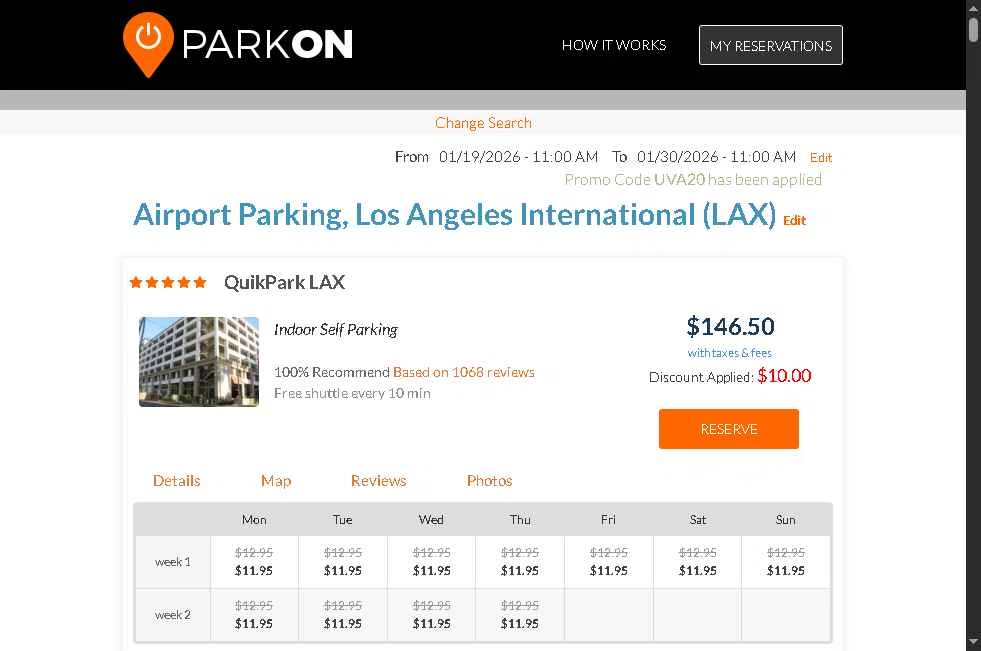 ParkOn checkout page showing ParkOn promo code box | Screenshot taken by SimplyCodes community member on Jan 26, 2026