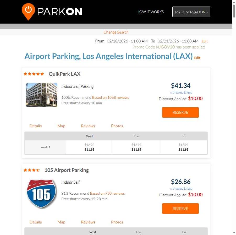 ParkOn checkout page showing ParkOn promo code box | Screenshot taken by SimplyCodes community member on Feb 1, 2026