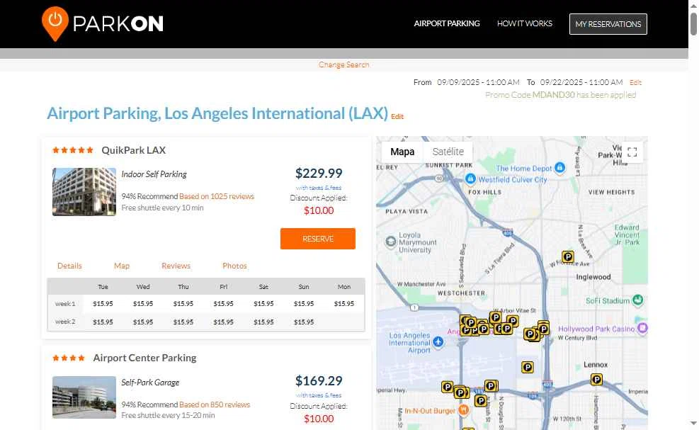 ParkOn checkout page showing ParkOn promo code box | Screenshot taken by SimplyCodes community member on Sep 14, 2025