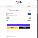 Park Scents coupon verification screenshot