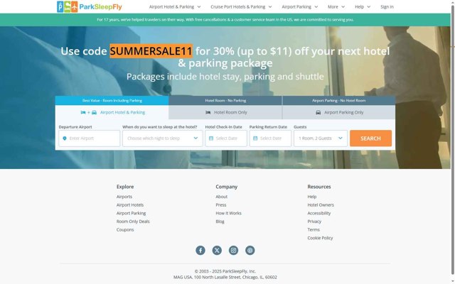 ParkSleepFly.com checkout page showing ParkSleepFly.com coupon code box | Screenshot taken by SimplyCodes community member on Aug 29, 2025