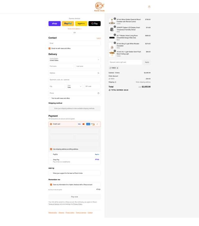 Parrot Uncle checkout page showing Parrot Uncle discount code box | Screenshot taken by SimplyCodes community member on Sep 7, 2025