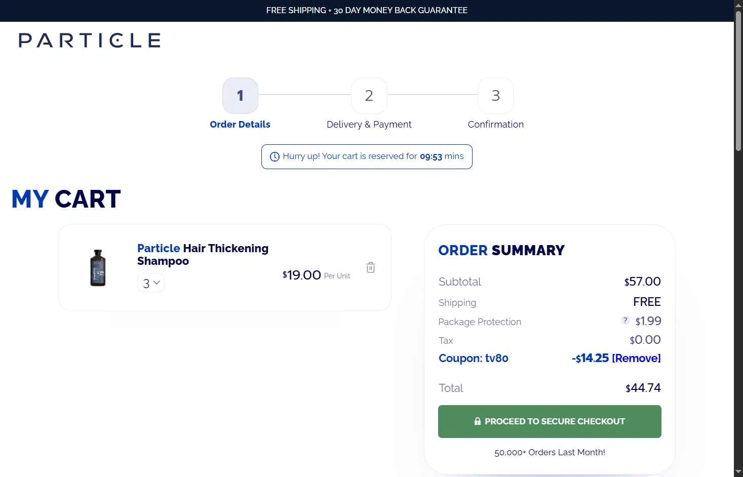 Particle For Men checkout page showing Particle For Men discount code box | Screenshot taken by SimplyCodes community member on Feb 12, 2026