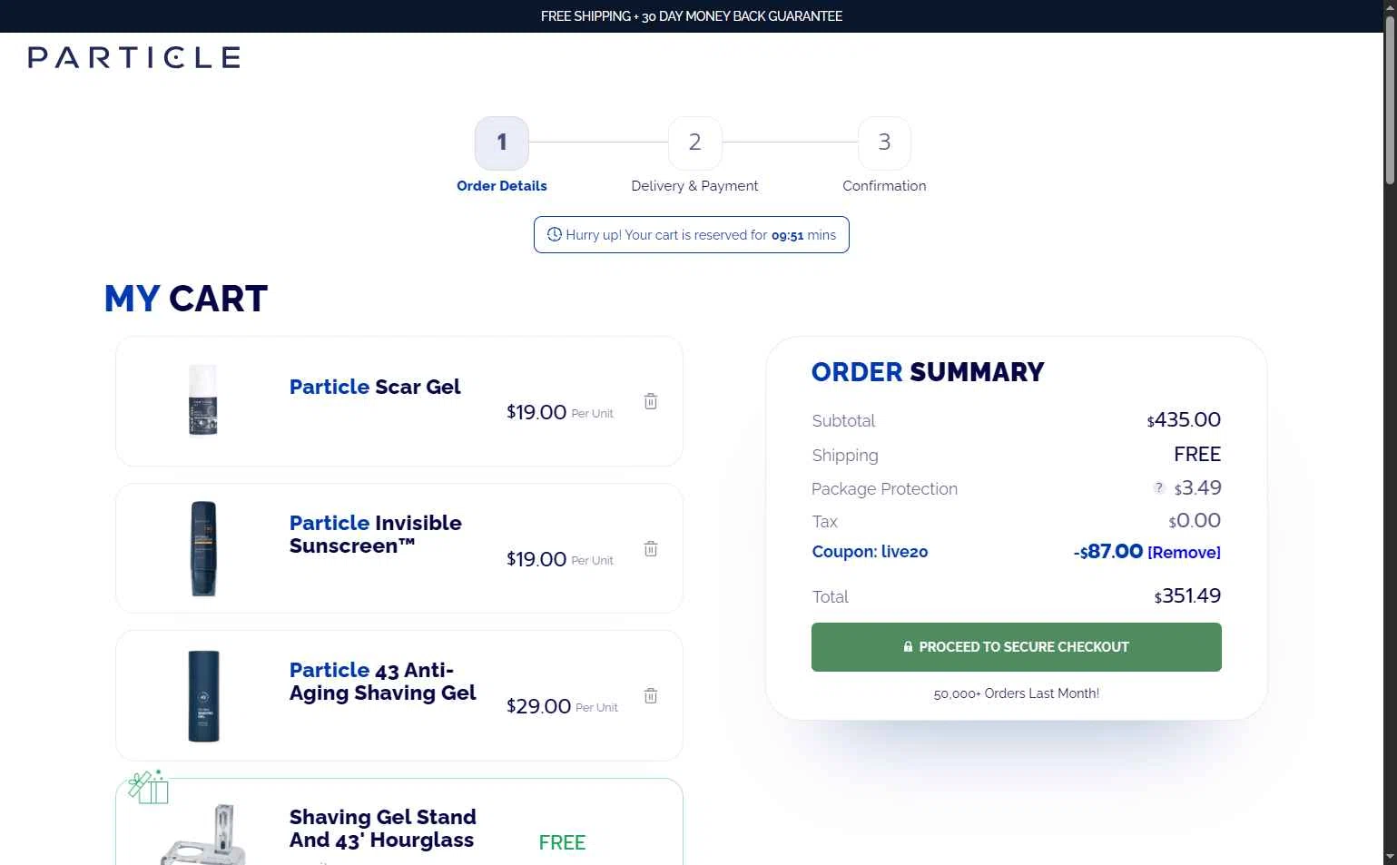 Particle For Men checkout page showing Particle For Men discount code box | Screenshot taken by SimplyCodes community member on Feb 12, 2026