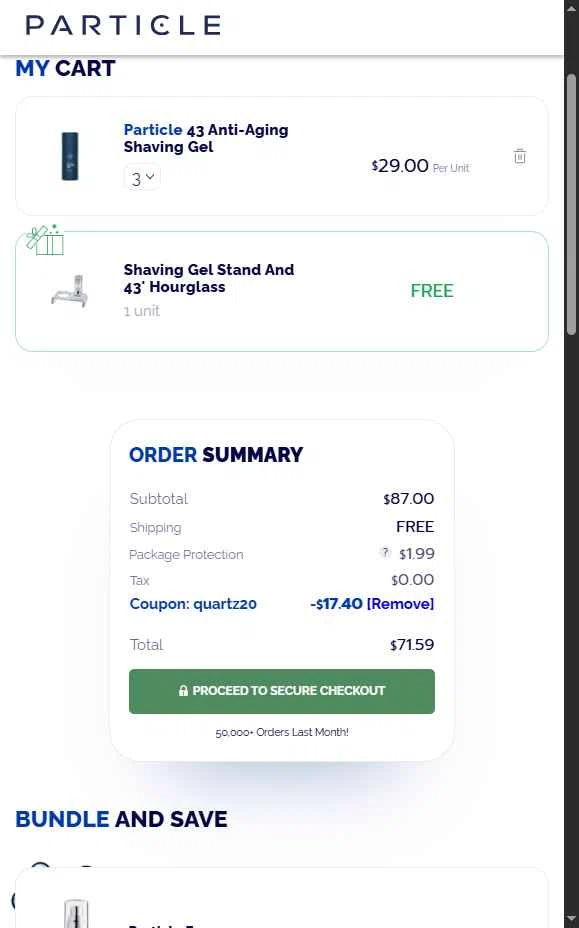Particle For Men checkout page showing Particle For Men discount code box | Screenshot taken by SimplyCodes community member on Feb 12, 2026