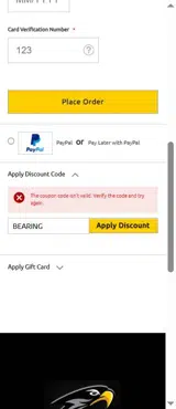 PartsHawk coupon verification screenshot