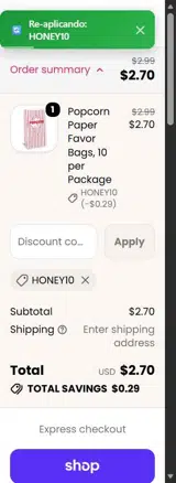 Party Expert US coupon verification screenshot