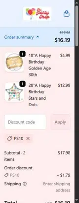 PS10 coupon verification screenshot
