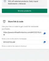 Passion 4 Health Store coupon verification screenshot
