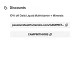 Passion 4 Health Store coupon verification screenshot
