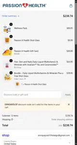 Passion 4 Health Store coupon verification screenshot
