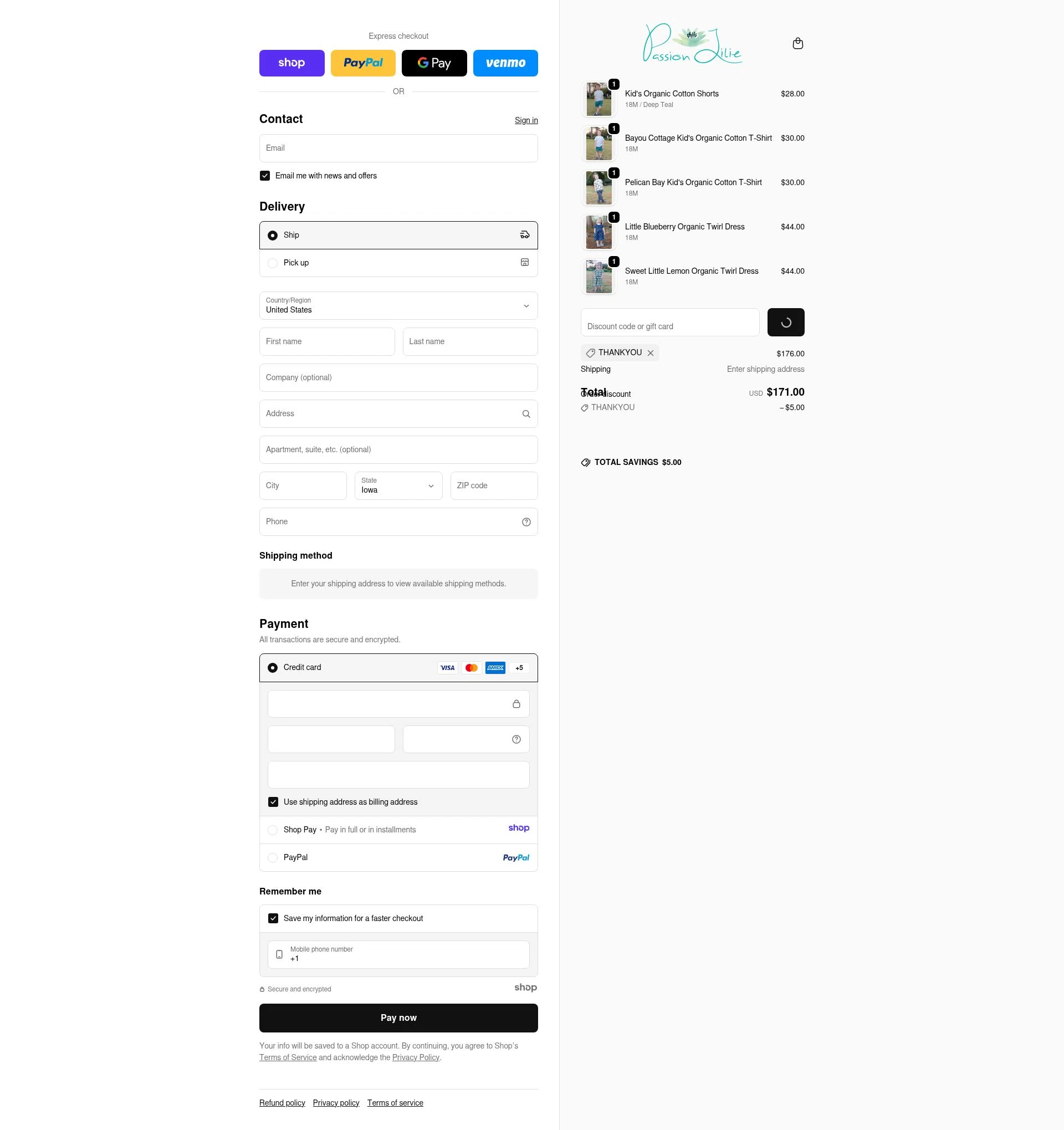 Passion Lilie checkout page showing Passion Lilie promo code box | Screenshot taken by SimplyCodes community member on Dec 28, 2025