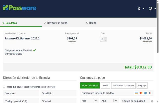 Passware checkout page showing Passware coupon code box | Screenshot taken by SimplyCodes community member on May 13, 2025