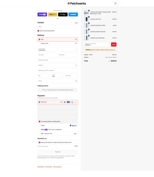 Patchwerks checkout page showing Patchwerks discount code box | Screenshot taken by SimplyCodes community member on Jul 14, 2025