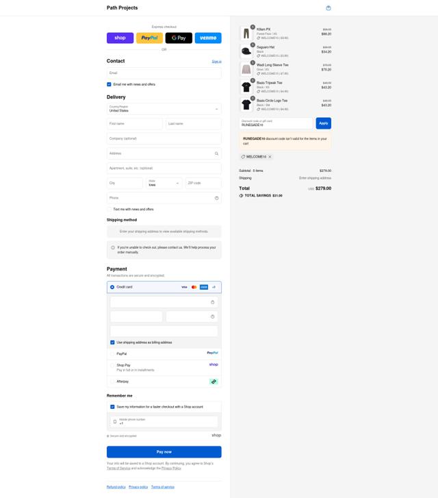 Path Projects checkout page showing Path Projects discount code box | Screenshot taken by SimplyCodes community member on Sep 10, 2025