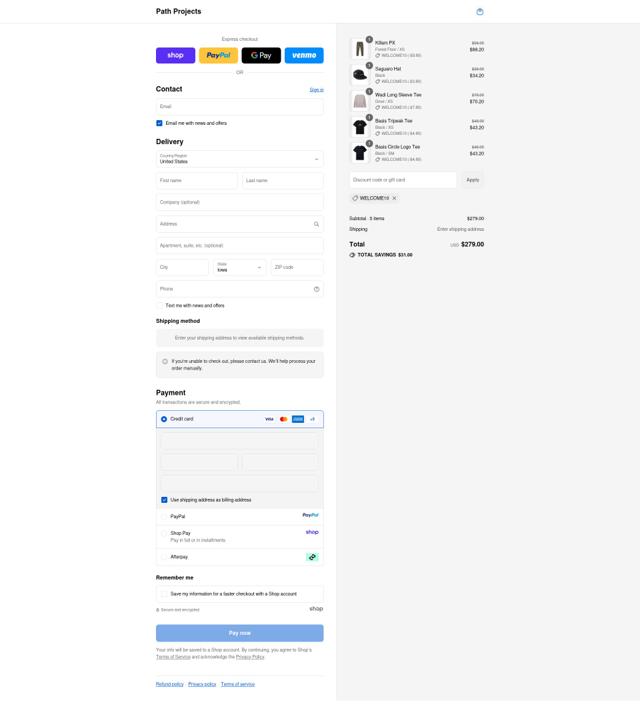 Path Projects checkout page showing Path Projects discount code box | Screenshot taken by SimplyCodes community member on Sep 10, 2025