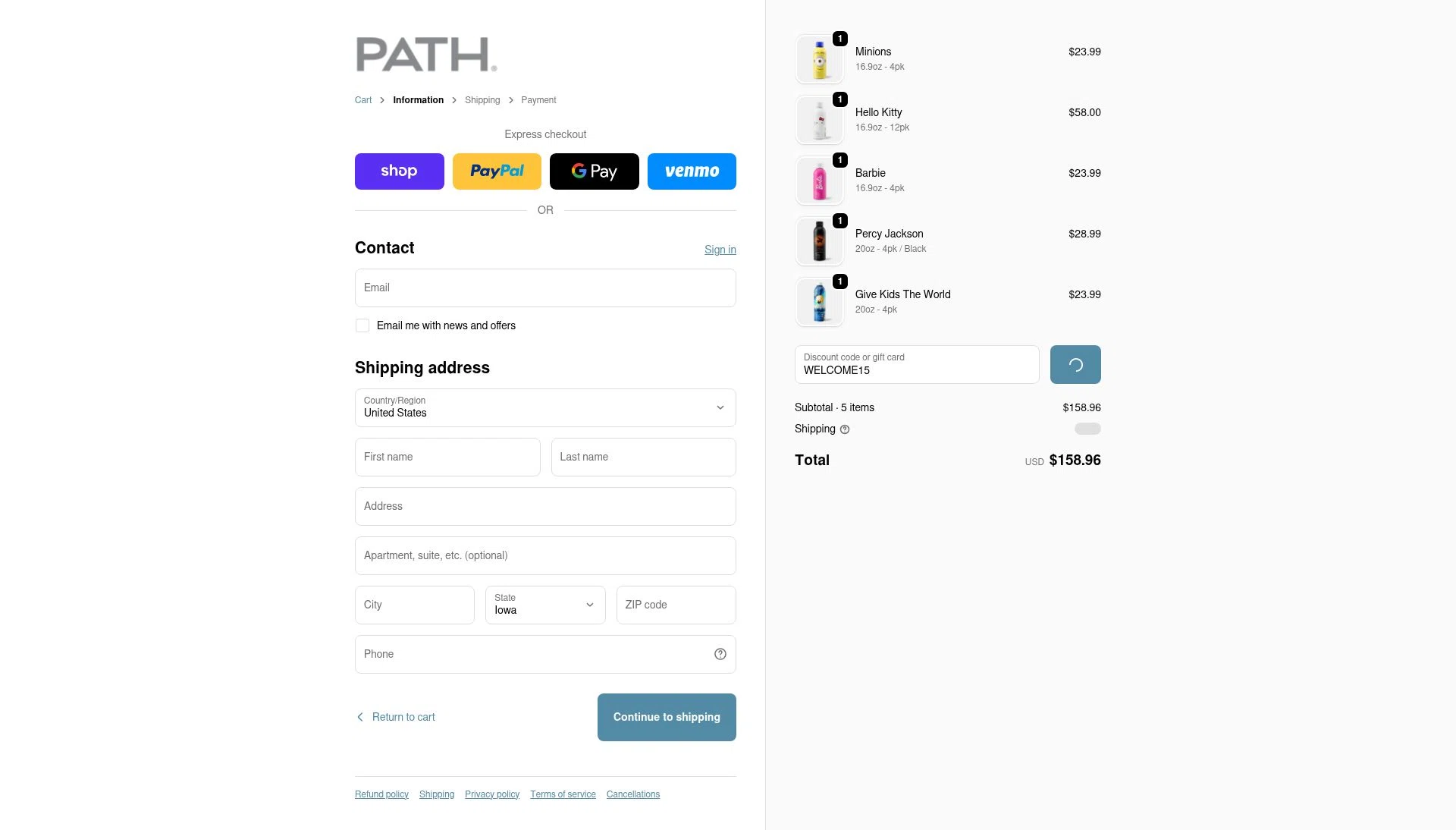 PathWater checkout page showing PathWater promo code box | Screenshot taken by SimplyCodes community member on Feb 11, 2026