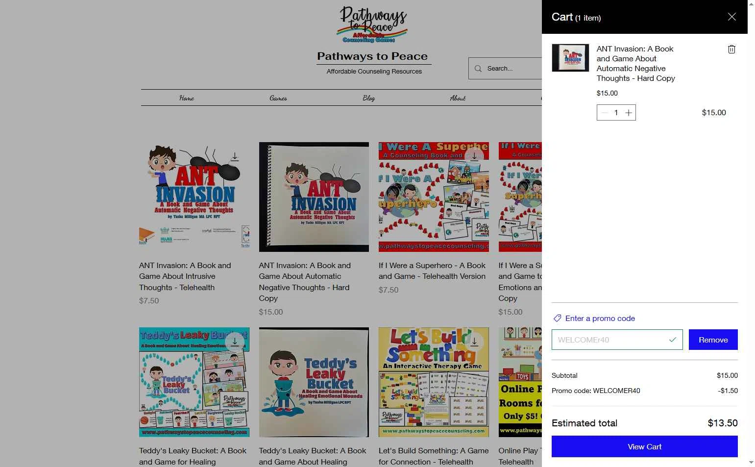 Pathways to Peace Counseling checkout page showing Pathways to Peace Counseling promo code box | Screenshot taken by SimplyCodes community member on Feb 20, 2026