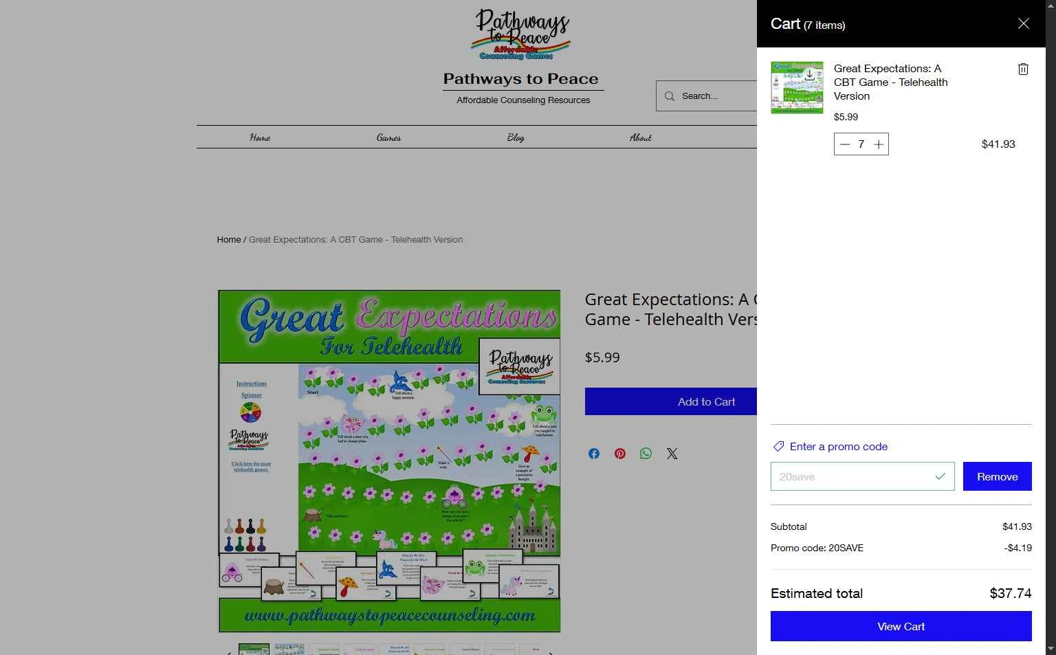 Pathways to Peace Counseling checkout page showing Pathways to Peace Counseling promo code box | Screenshot taken by SimplyCodes community member on Feb 20, 2026