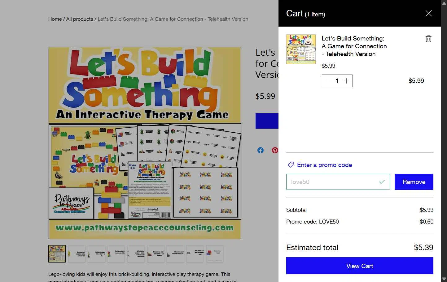 Pathways to Peace Counseling checkout page showing Pathways to Peace Counseling promo code box | Screenshot taken by SimplyCodes community member on Feb 20, 2026