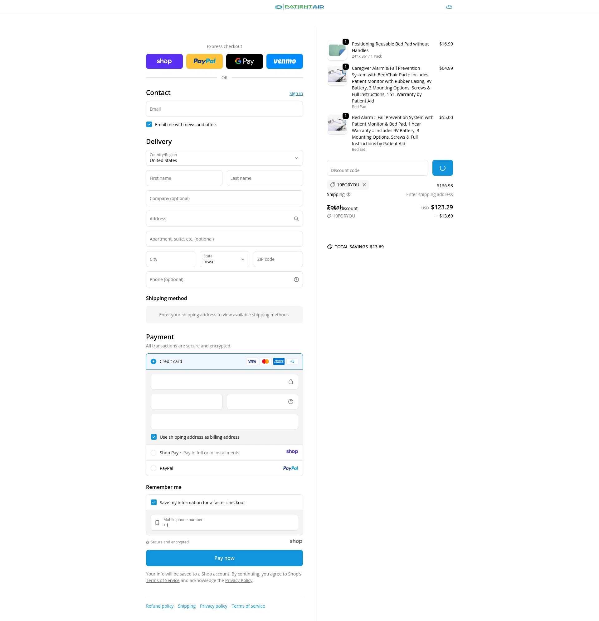Patient Aid checkout page showing Patient Aid promo code box | Screenshot taken by SimplyCodes community member on Jan 3, 2026