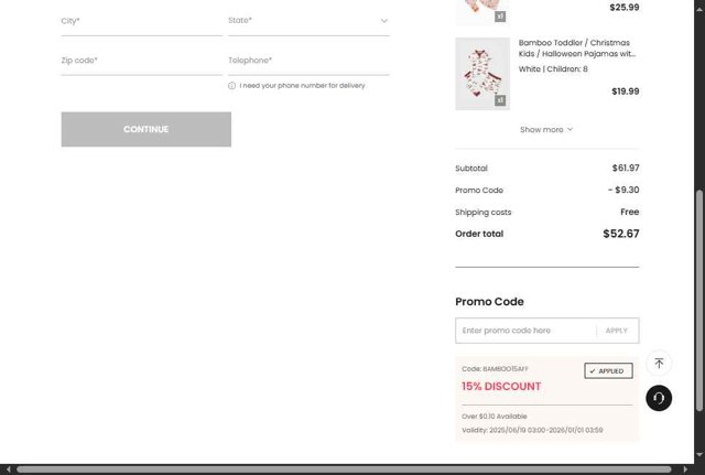 Patpat US checkout page showing Patpat US promo code box | Screenshot taken by SimplyCodes community member on Jul 31, 2025