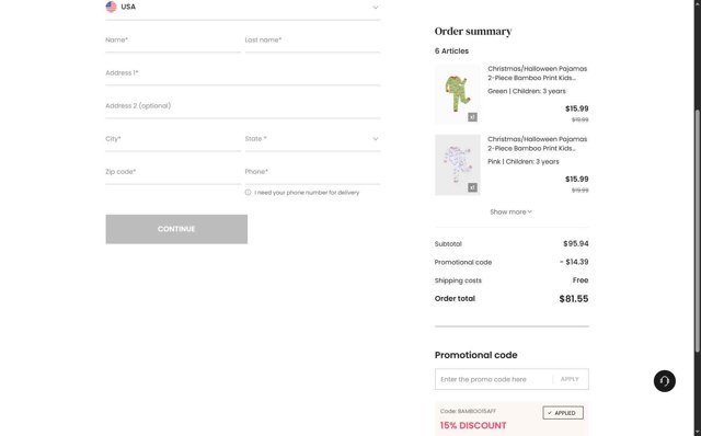 Patpat US checkout page showing Patpat US promo code box | Screenshot taken by SimplyCodes community member on Aug 21, 2025
