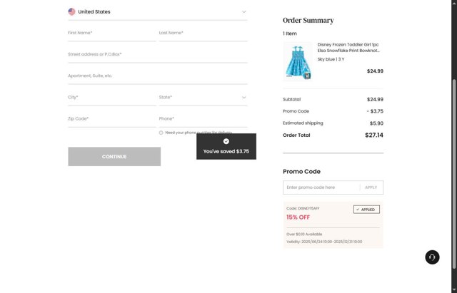 Patpat US checkout page showing Patpat US promo code box | Screenshot taken by SimplyCodes community member on Aug 4, 2025