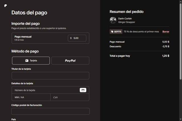 Patreon checkout page showing Patreon discount code box | Screenshot taken by SimplyCodes community member on Sep 16, 2025
