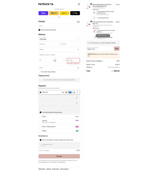 Patrick Ta checkout page showing Patrick Ta discount code box | Screenshot taken by SimplyCodes community member on Sep 6, 2025