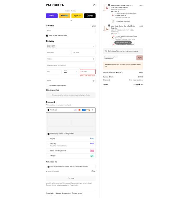Patrick Ta checkout page showing Patrick Ta discount code box | Screenshot taken by SimplyCodes community member on Sep 2, 2025