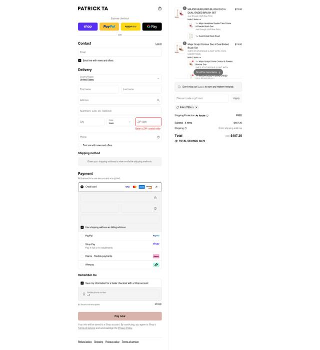 Patrick Ta checkout page showing Patrick Ta discount code box | Screenshot taken by SimplyCodes community member on Sep 2, 2025