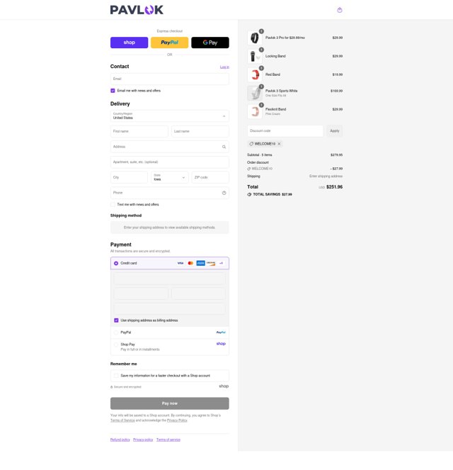 Pavlok checkout page showing Pavlok promo code box | Screenshot taken by SimplyCodes community member on Sep 6, 2025