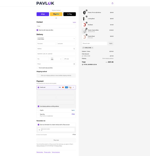 Pavlok checkout page showing Pavlok promo code box | Screenshot taken by SimplyCodes community member on Sep 2, 2025