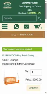 Pawley's Island coupon verification screenshot